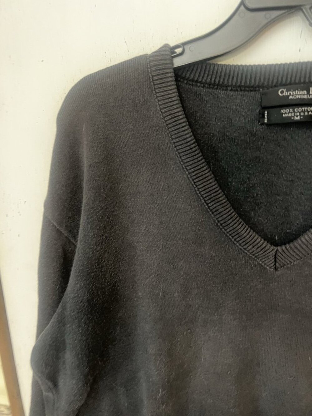 Christian Dior Monsieur V-Neck Sweater Medium Faded Black Embroidered Logo. T - Picture 2 of 5